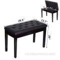 Taburete de piano de cuero sintético Duet de madera de caucho negro